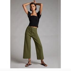 Anthropologie Maeve The Colette Wide Leg Moss Green Pants Size 27